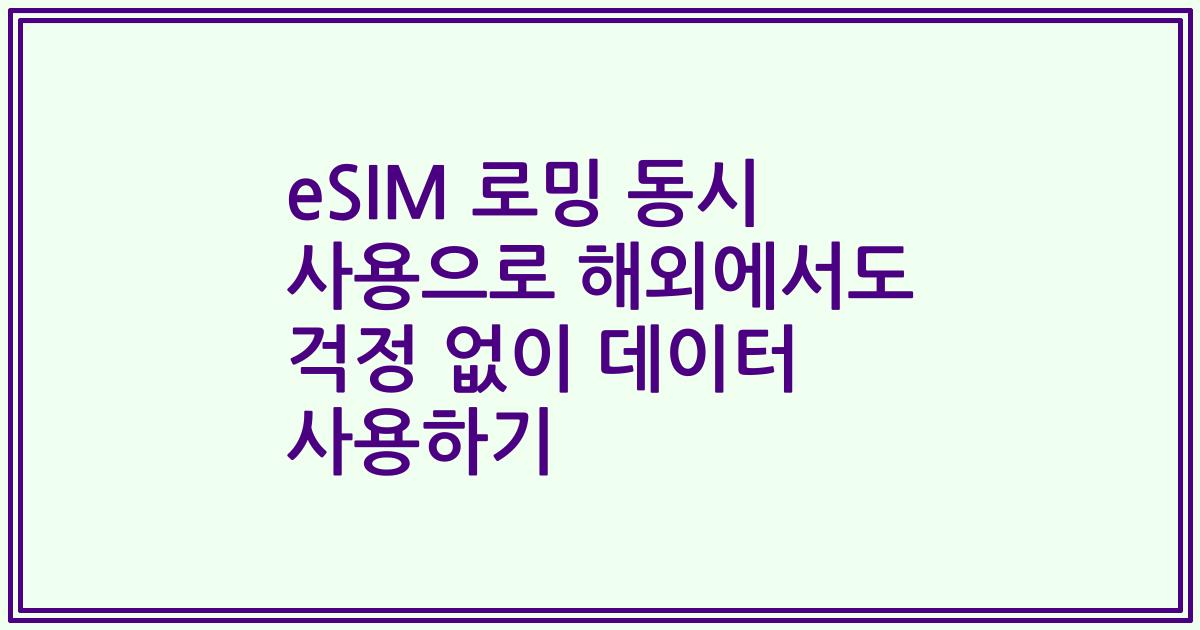 eSIM 로밍 동시 사용으로 해외에서도 걱정 없이 데이터 사용하기
