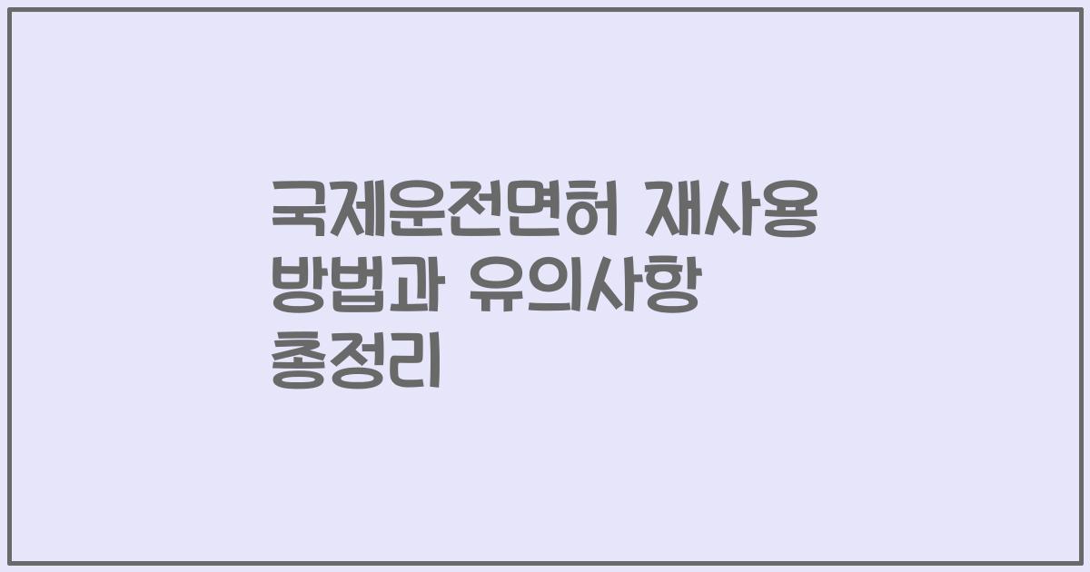 국제운전면허 재사용 방법과 유의사항 총정리