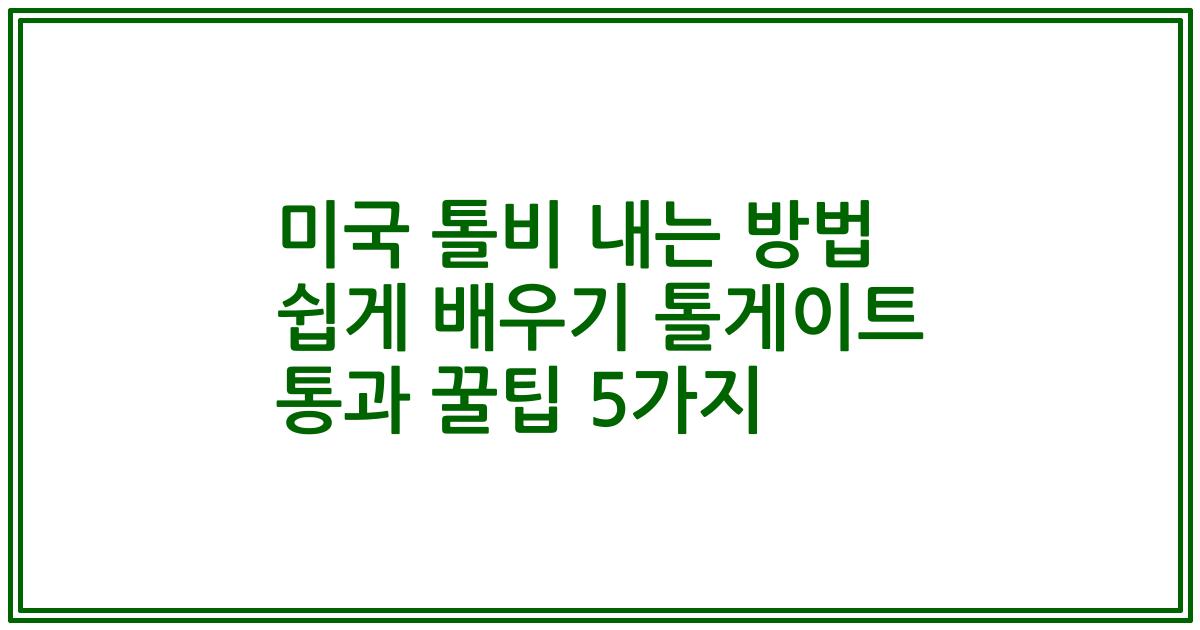 미국 톨비 내는 방법 쉽게 배우기 톨게이트 통과 꿀팁 5가지